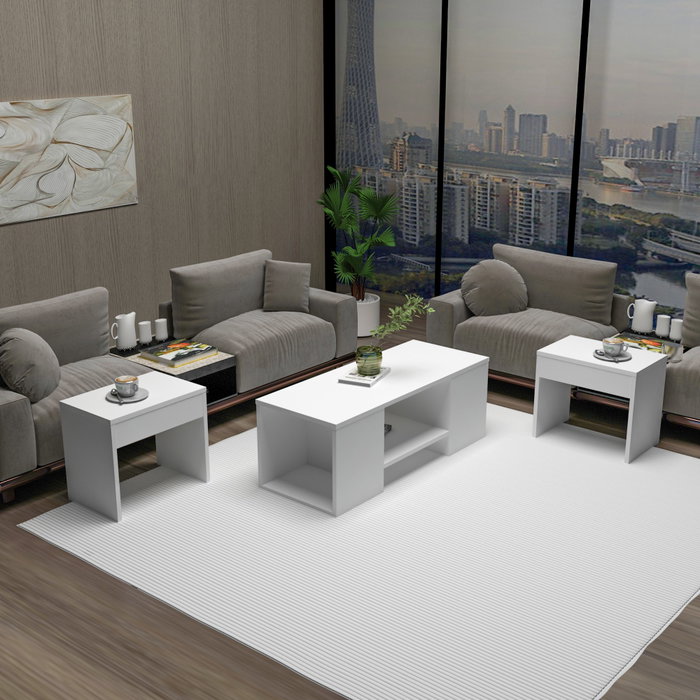 Hanah Home Sartos Mesa de Centro y Mesas Auxiliares - Blanco Hanah Home Sartos Mesa de Centro y Mesas Auxiliares - Blanco